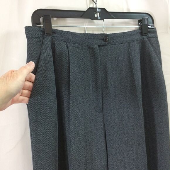 Vintage Y2K En Avance Petite Pants 10P Gray Pleated Herringbone Lined Career - Picture 3 of 4